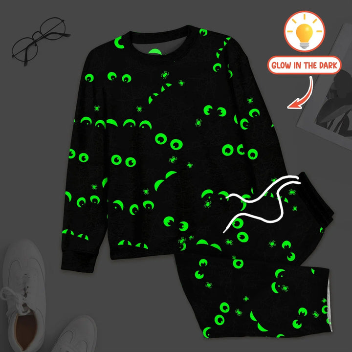 Glow In The Dark Creepy Spiderweb Men's Pajama Set - Zumbamboo