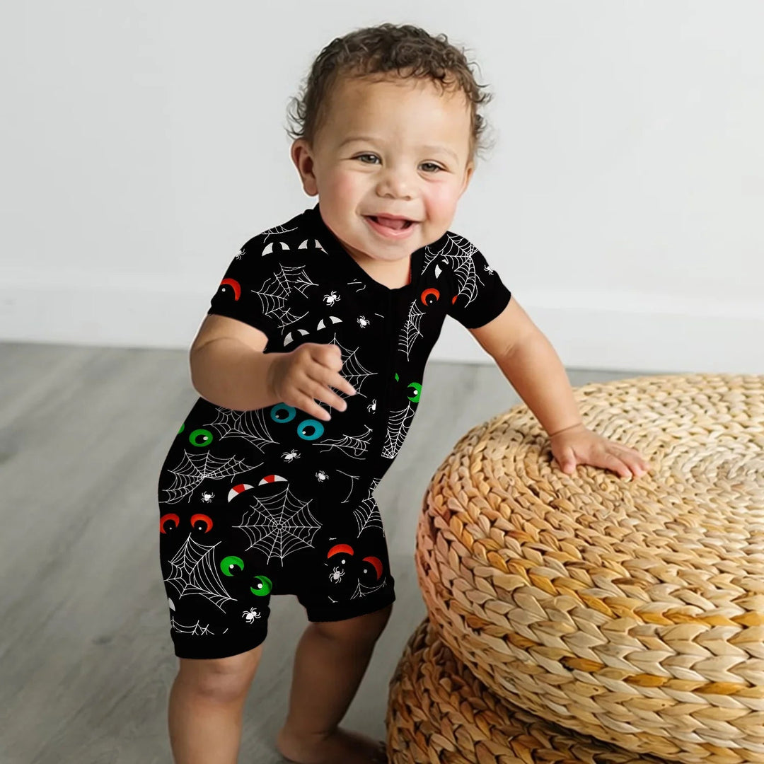 Glow In The Dark Creepy Spiderweb Shorty Zippy - Zumbamboo