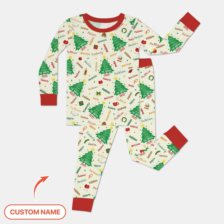 God Bless Our Family Custom Name Two Piece Long Sleeve Pajama Set , God Bless Our Family Custom Name Two Piece Long Sleeve Pajama Set - 12-18M