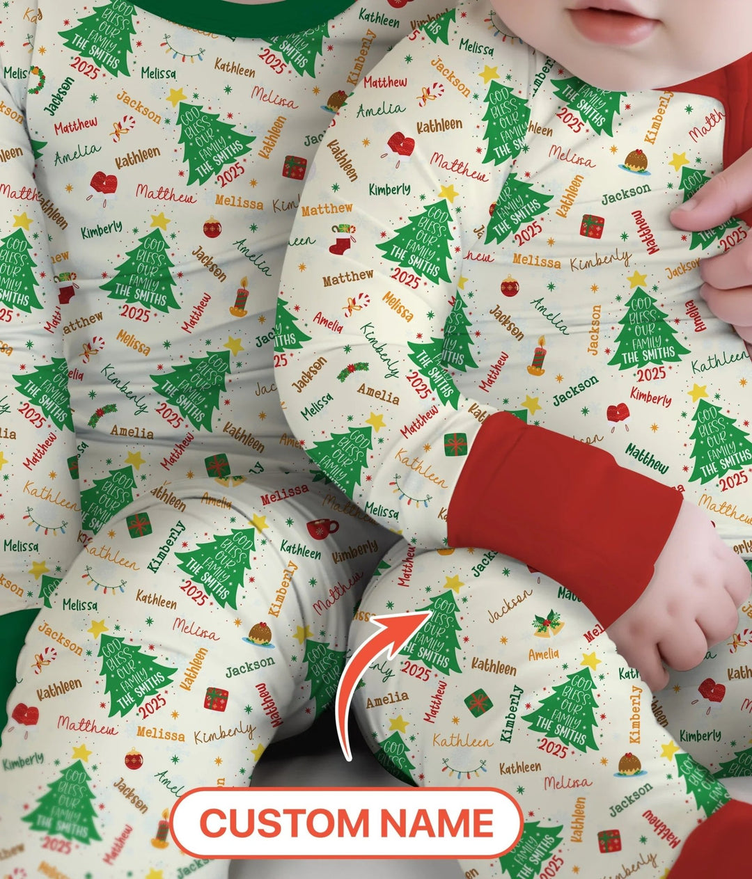 God Bless Our Family Custom Name Two Piece Long Sleeve Pajama Set , God Bless Our Family Custom Name Two Piece Long Sleeve Pajama Set - 12-18M