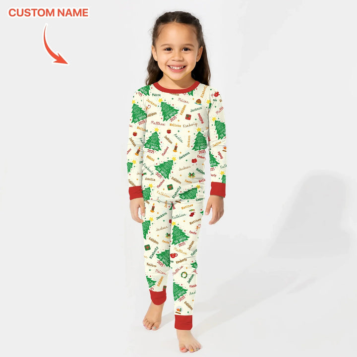 God Bless Our Family Custom Name Two Piece Long Sleeve Pajama Set , God Bless Our Family Custom Name Two Piece Long Sleeve Pajama Set - 12-18M