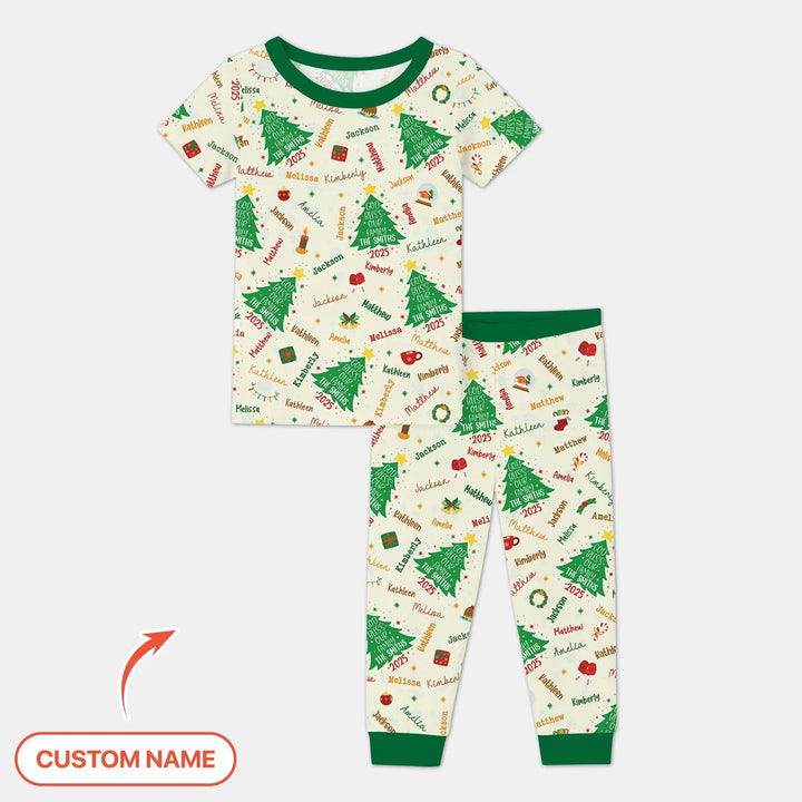 God Bless Our Family Custom Name Two Piece Short Sleeve Pajama Set , God Bless Our Family Custom Name Two Piece Short Sleeve Pajama Set - 12-18M