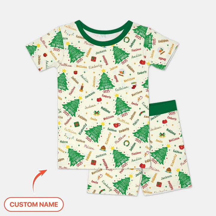 God Bless Our Family Custom Name Two Piece Short Sleeve Shorts Pajama Set , God Bless Our Family Custom Name Two Piece Short Sleeve Shorts Pajama Set - 12-18M