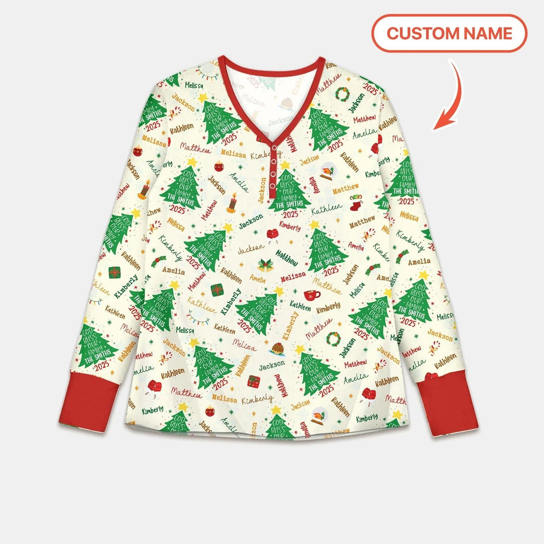 God Bless Our Family Custom Name Women Pajama Set - Zumbamboo