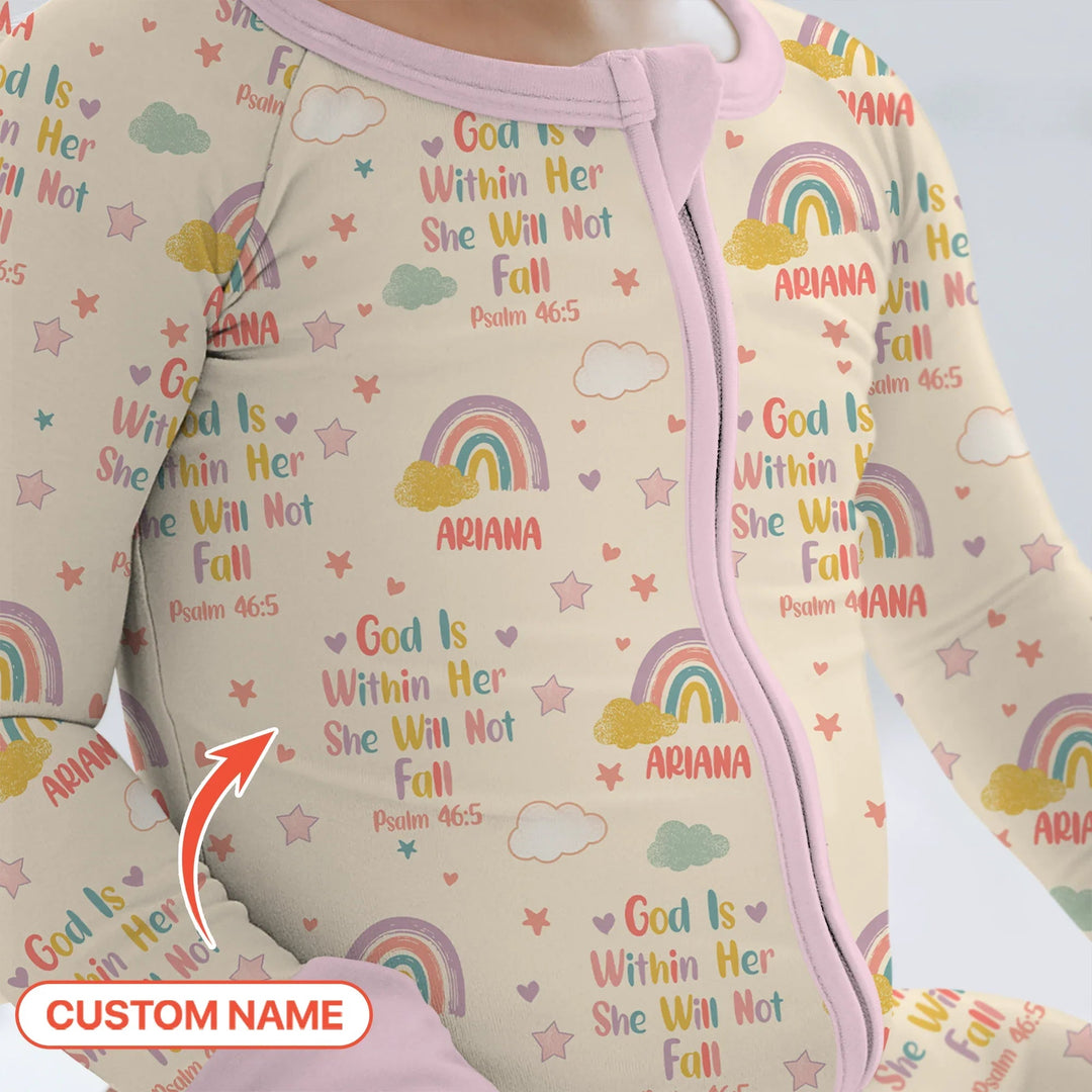 God Is Within Her She Will Not Fall Custom Name Convertible Zippy - Zumbamboo