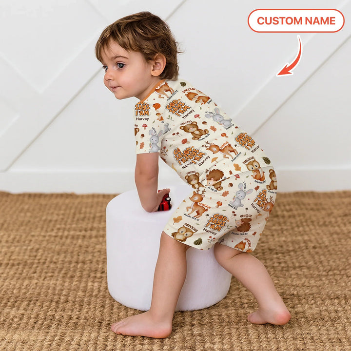 God Says I Am Autumn Faith Two Piece Short Sleeve Shorts Pajama Set - Zumbamboo