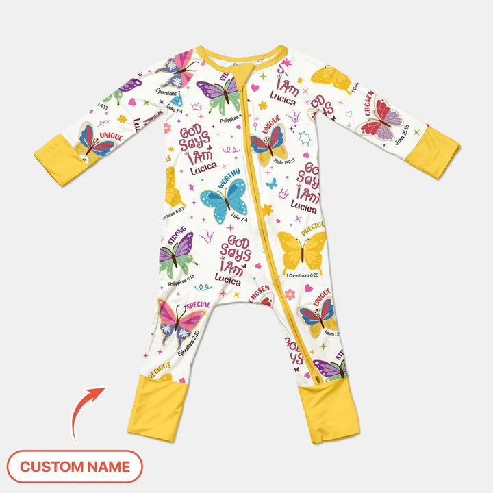 God Says I Am Custom Name Girl Convertible Zippy - Zumbamboo