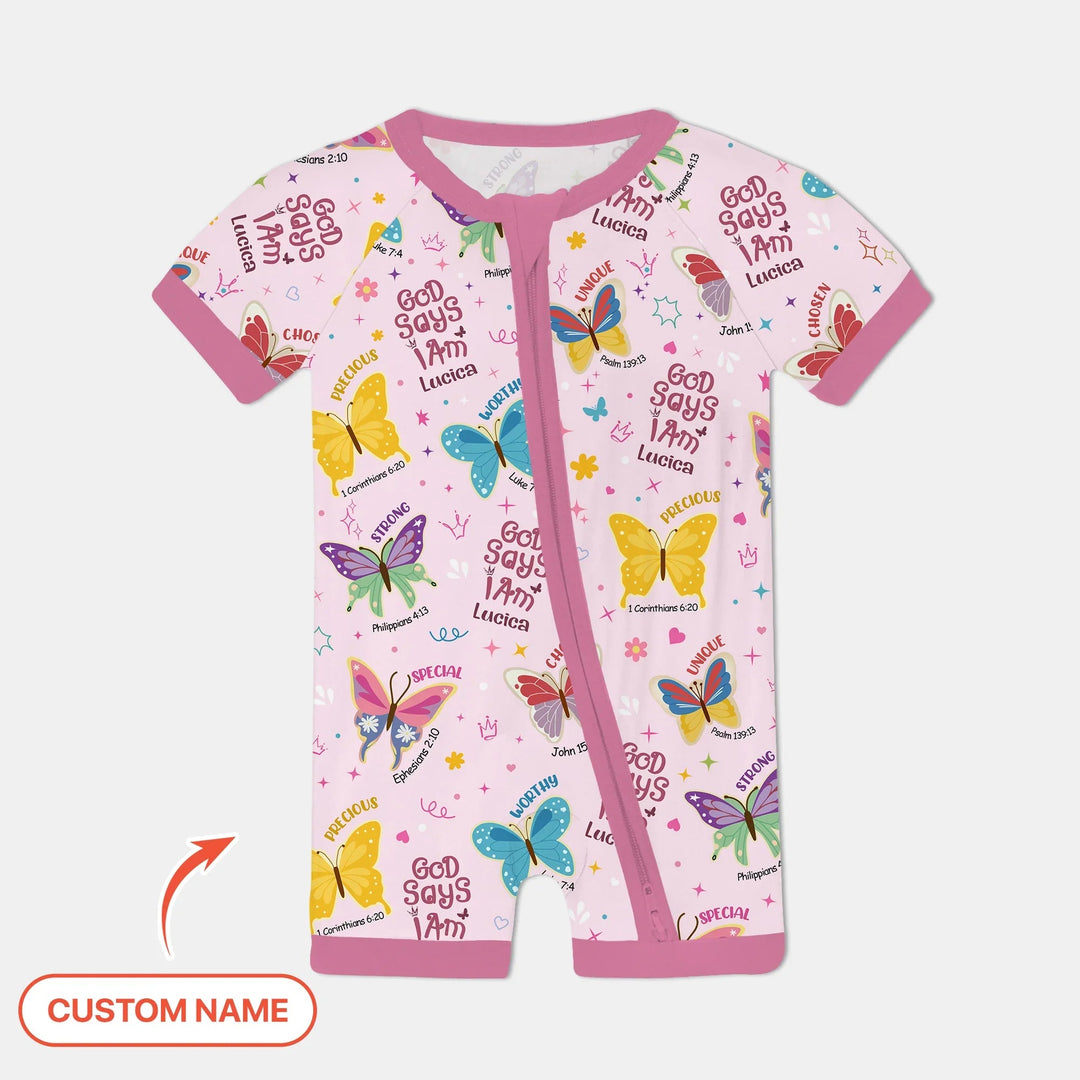 God Says I Am Custom Name Girl Shorty Zippy , God Says I Am Custom Name Girl Shorty Zippy - 0-3M
