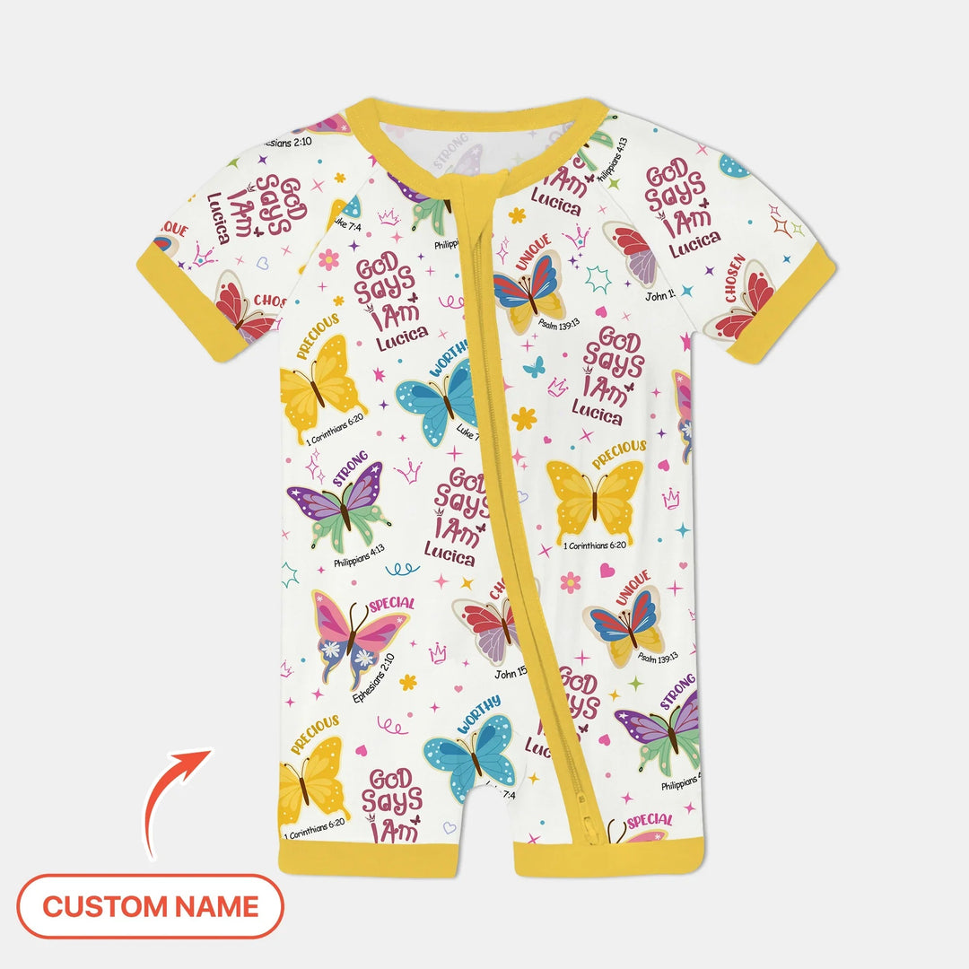 God Says I Am Custom Name Girl Shorty Zippy , God Says I Am Custom Name Girl Shorty Zippy - 0-3M