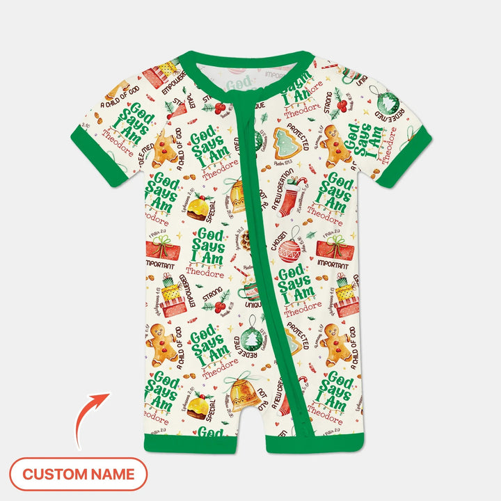 God Says I Am Custom Name Joyful Christmas Shorty Zippy , God Says I Am Custom Name Joyful Christmas Shorty Zippy - 0-3M