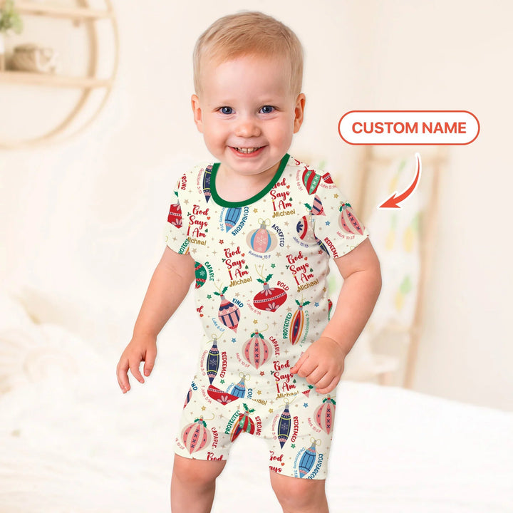 God Says I Am Joyful Christmas Two Piece Short Sleeve Shorts Pajama Set - Zumbamboo