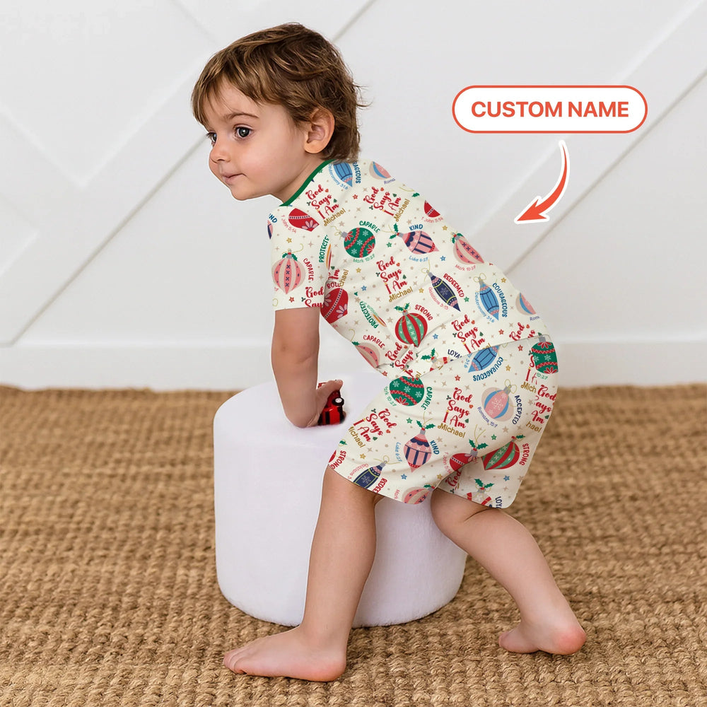 God Says I Am Joyful Christmas Two Piece Short Sleeve Shorts Pajama Set - Zumbamboo