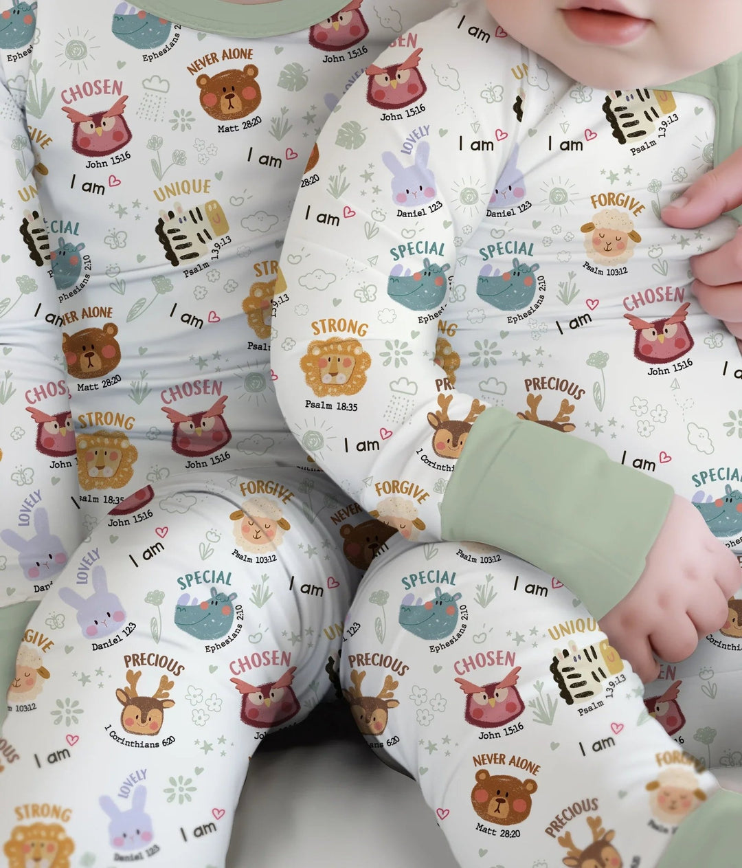 God’s Little Zoo Custom Name Two Piece Long Sleeve Pajama Set - Zumbamboo