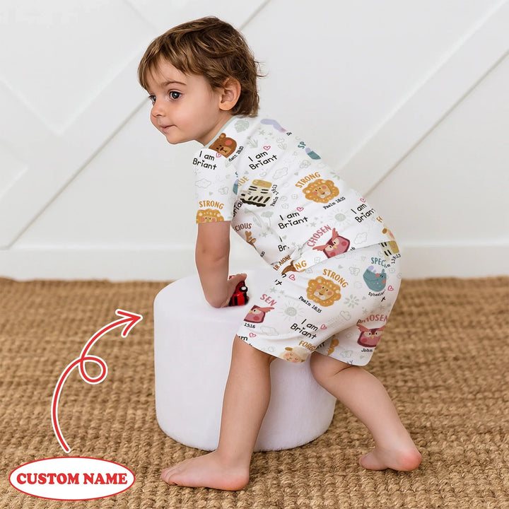 God’s Little Zoo Custom Name Two Piece Short Sleeve Shorts Pajama Set - Zumbamboo