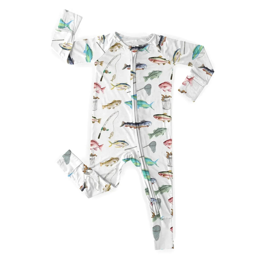 Gone Fishing Convertible Zippered Romper , Gone Fishing Convertible Zippered Romper - Newborn