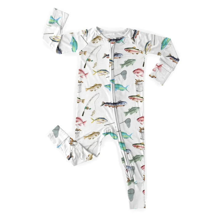 Gone Fishing Convertible Zippered Romper , Gone Fishing Convertible Zippered Romper - Newborn