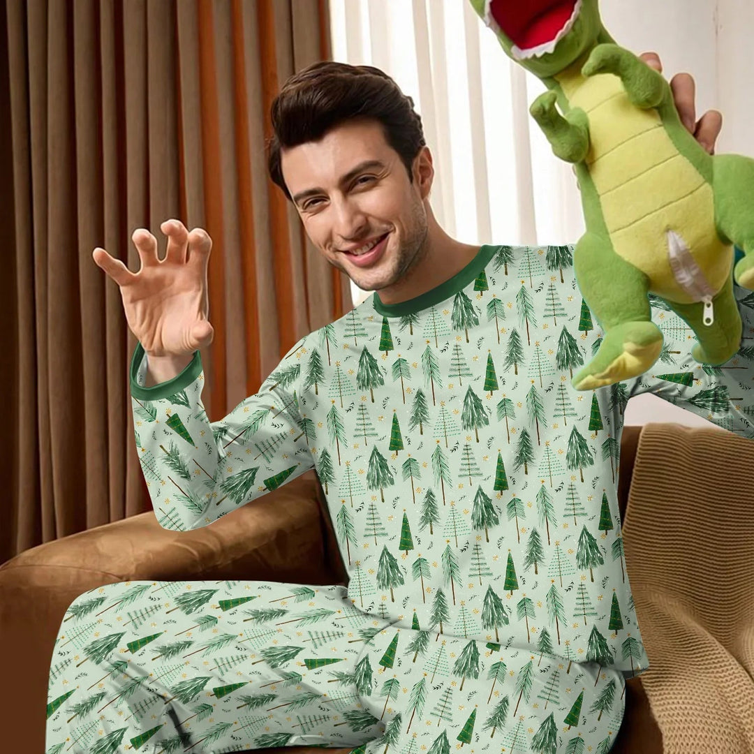 Green Christmas Tree Farm Men's Pajama Set - Zumbamboo