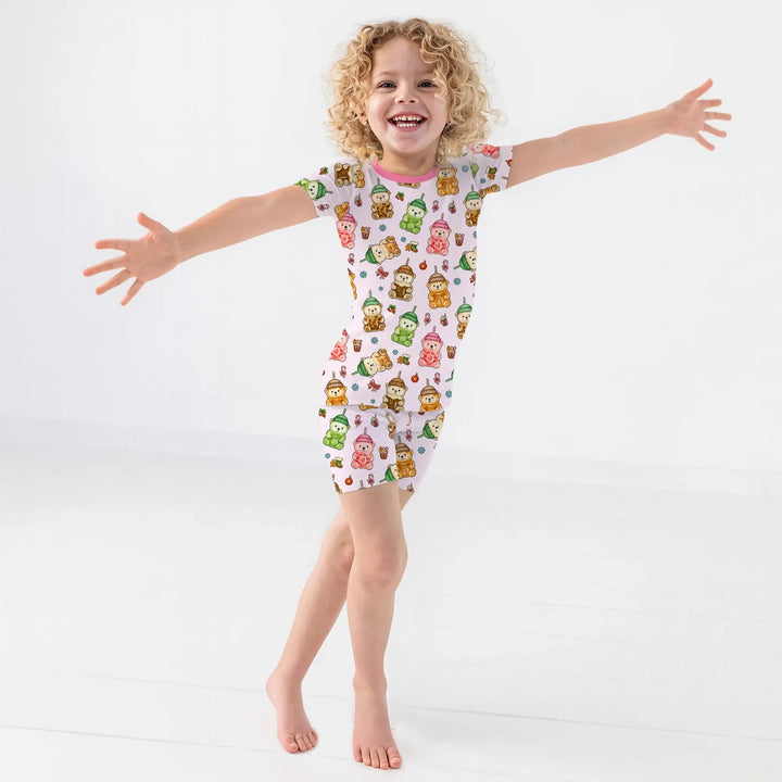 Holiday Bear Cup Two Piece Short Sleeve Shorts Pajama Set