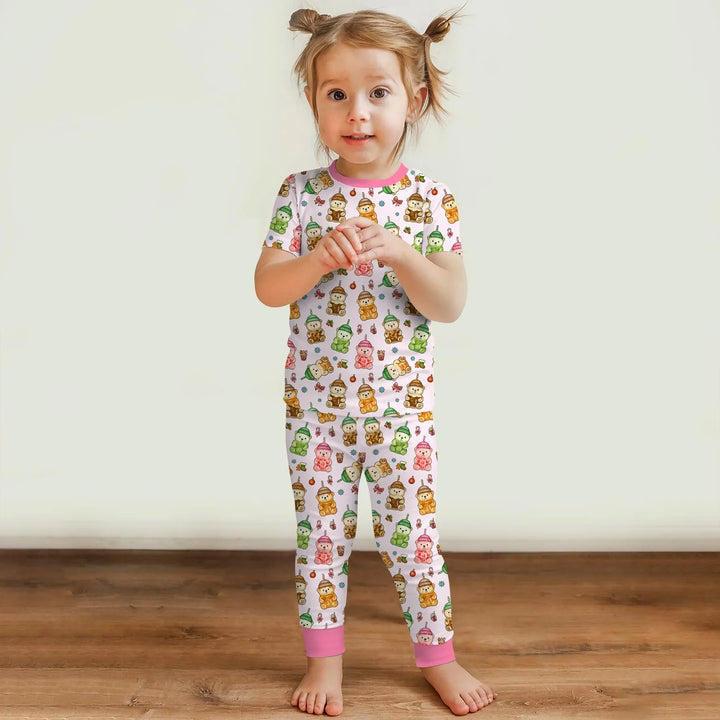 Holiday Bear Cup Two Piece Short Sleeve Pajama Set