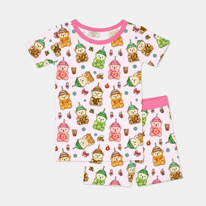 Holiday Bear Cup Two Piece Short Sleeve Shorts Pajama Set