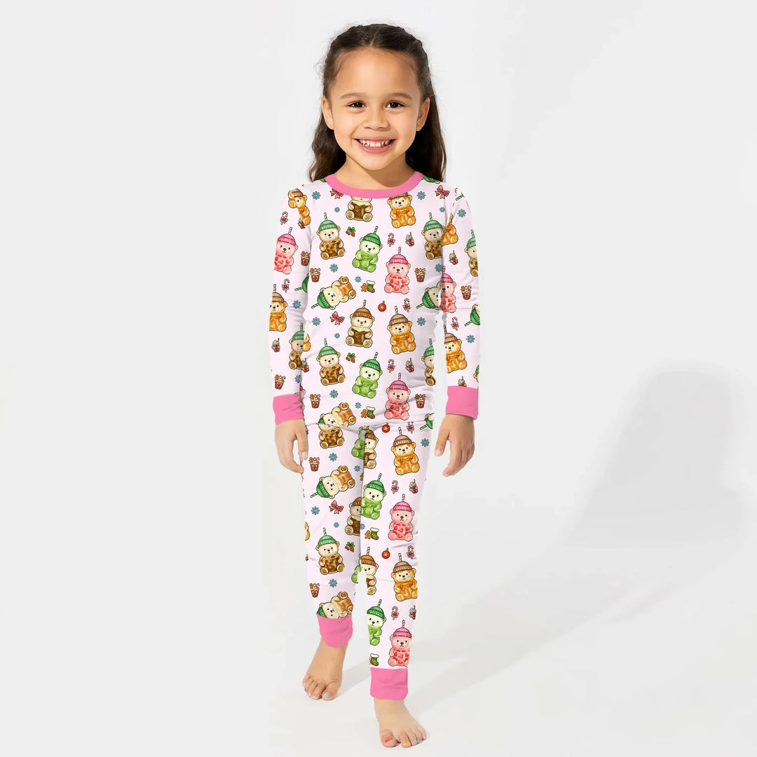 Holiday Bear Cup Two Piece Long Sleeve Pajama Set
