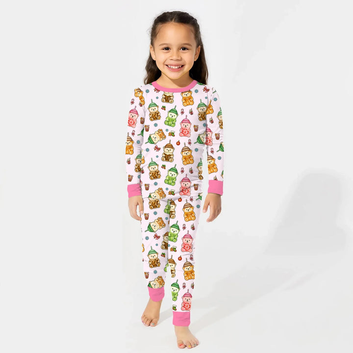 Holiday Bear Cup Two Piece Long Sleeve Pajama Set