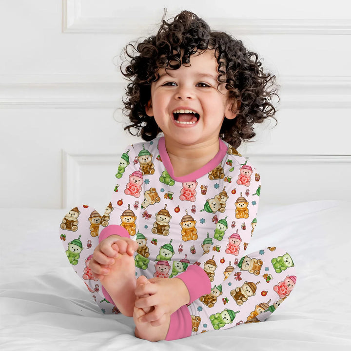 Holiday Bear Cup Two Piece Long Sleeve Pajama Set