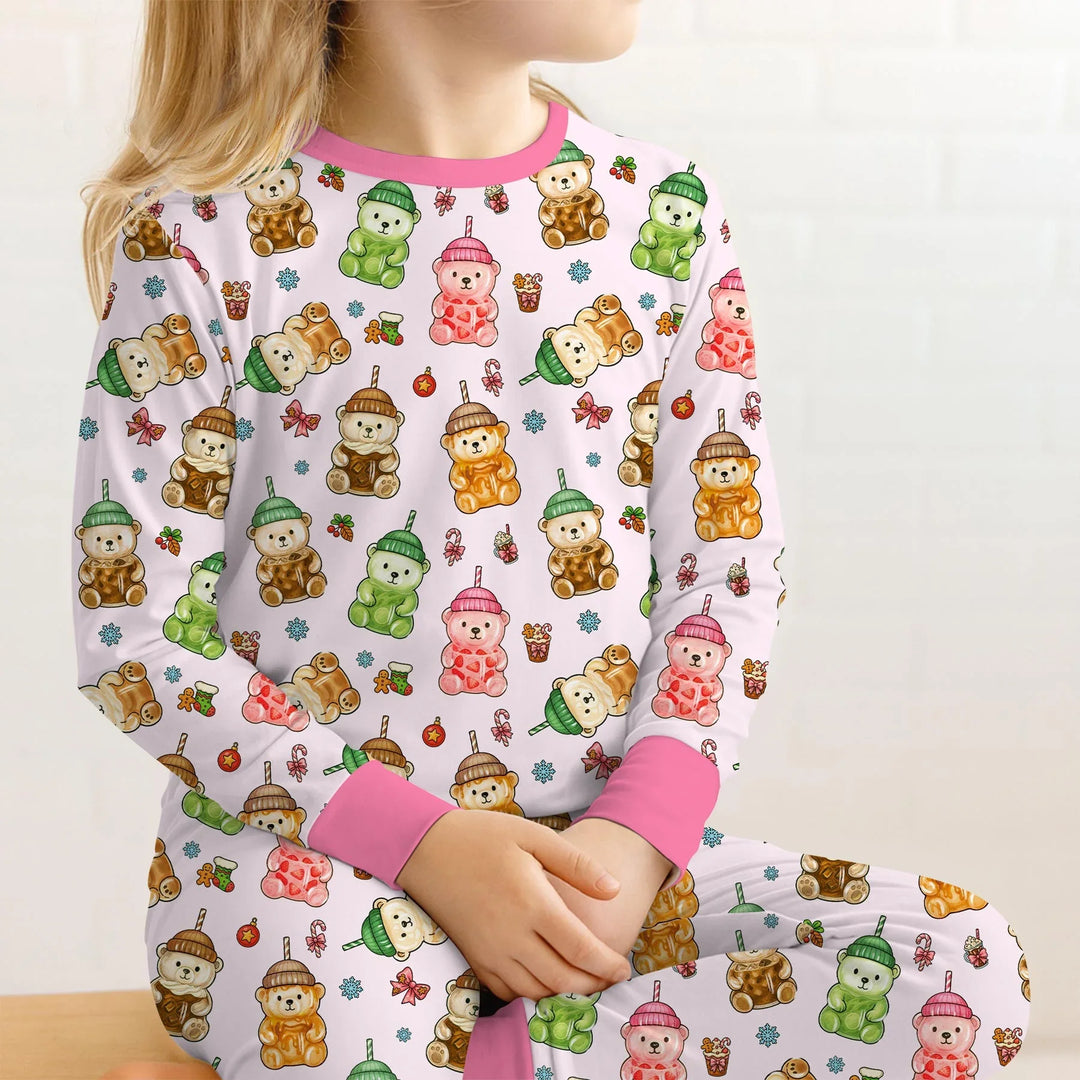 Holiday Bear Cup Two Piece Long Sleeve Pajama Set