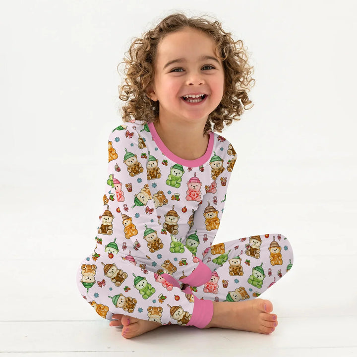 Holiday Bear Cup Two Piece Long Sleeve Pajama Set