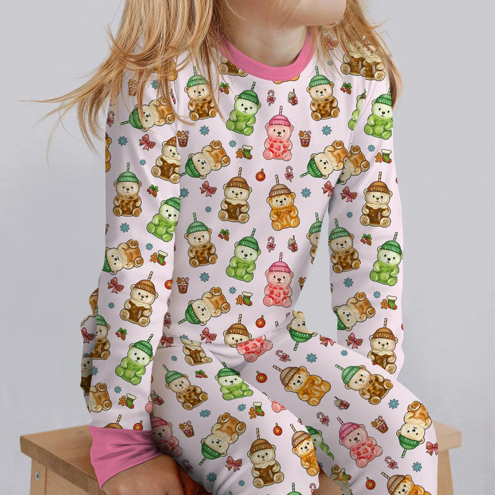 Holiday Bear Cup Two Piece Long Sleeve Pajama Set
