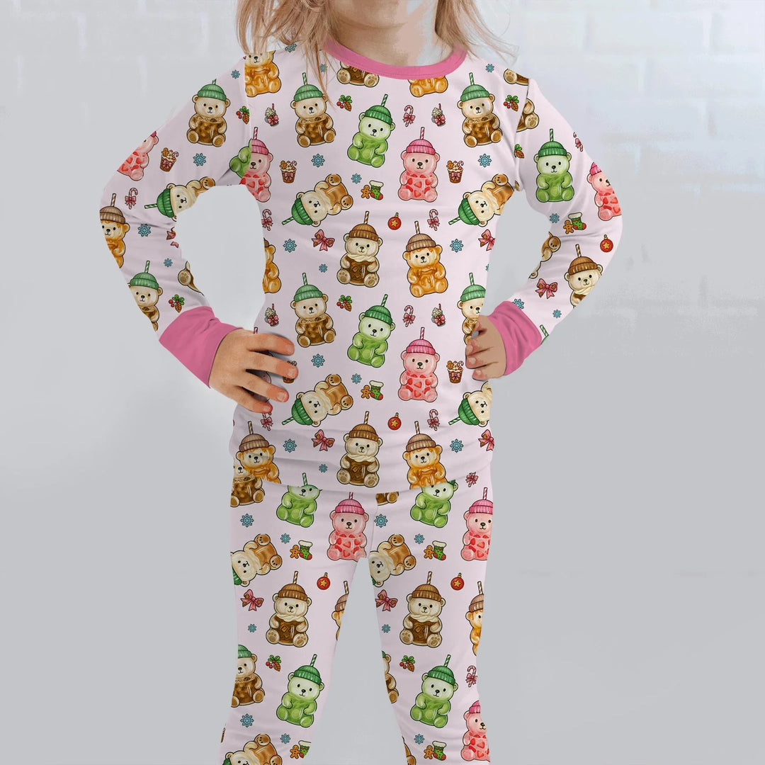 Holiday Bear Cup Two Piece Long Sleeve Pajama Set