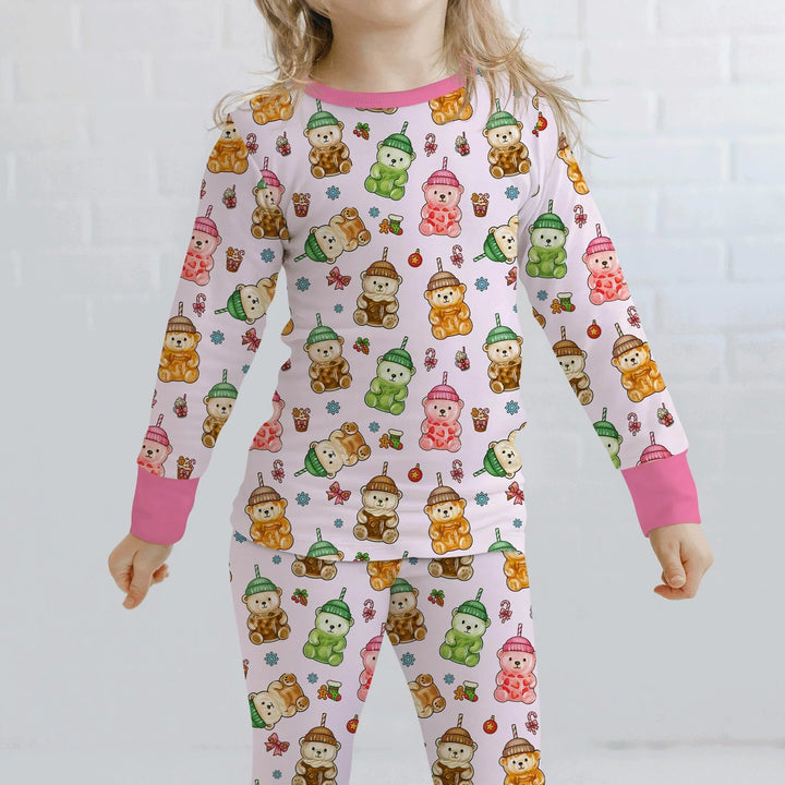 Holiday Bear Cup Two Piece Long Sleeve Pajama Set