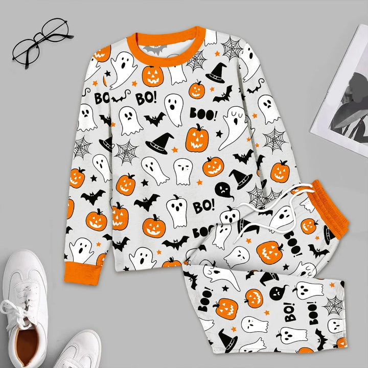 Halloween Boo & Pumpkin Glow In The Dark Men's Pajama Set - Zumbamboo