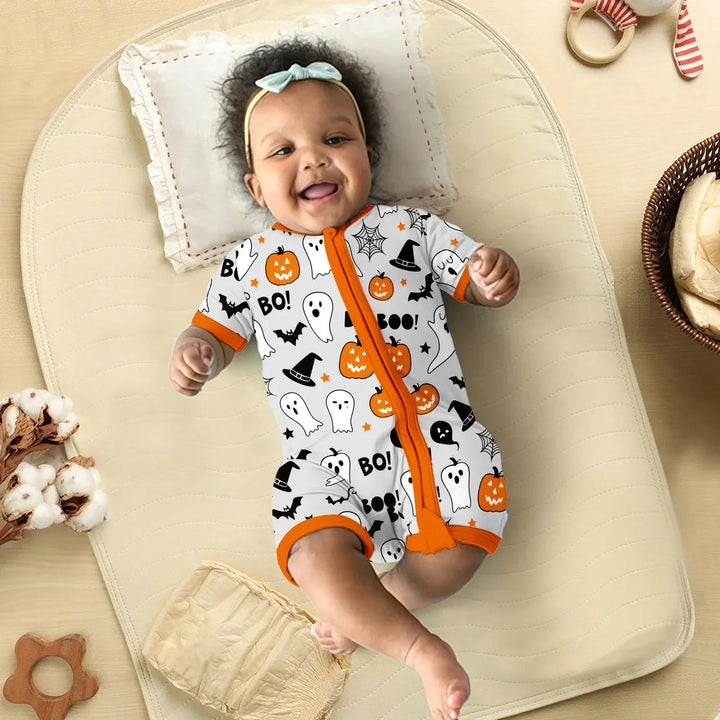 Halloween Boo & Pumpkin Glow In The Dark Shorty Zippy - Zumbamboo