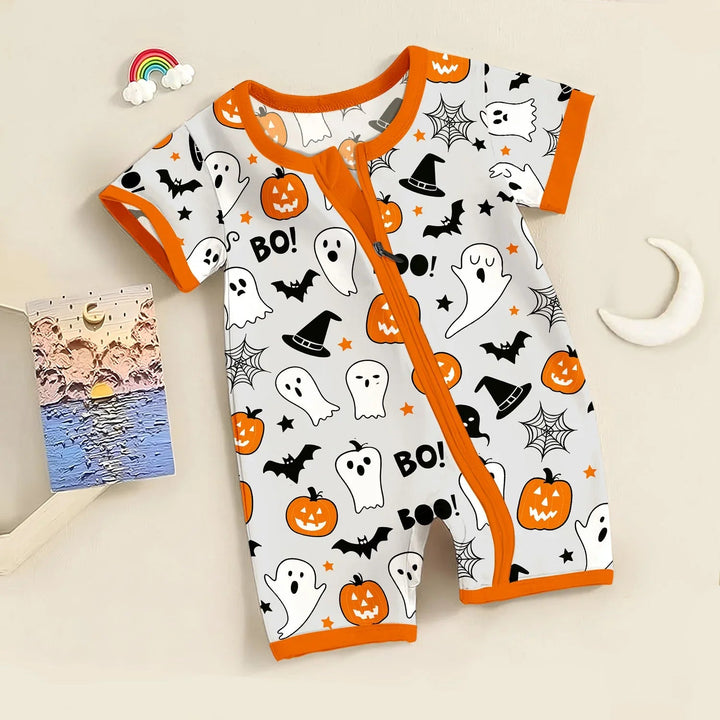 Halloween Boo & Pumpkin Glow In The Dark Shorty Zippy - Zumbamboo
