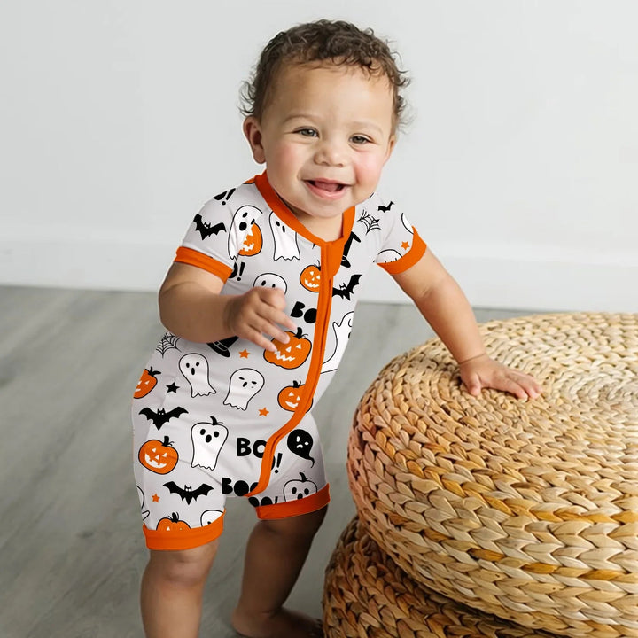 Halloween Boo & Pumpkin Glow In The Dark Shorty Zippy - Zumbamboo