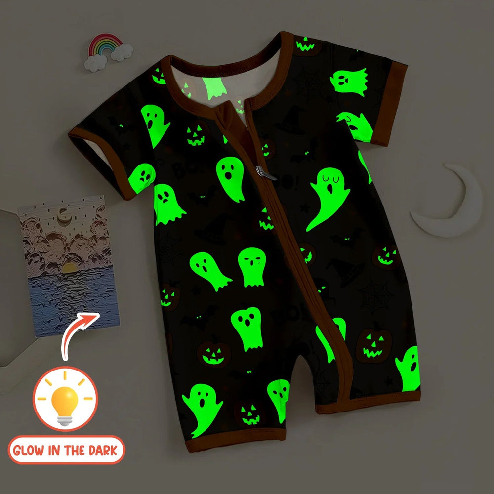 Halloween Boo & Pumpkin Glow In The Dark Shorty Zippy - Zumbamboo