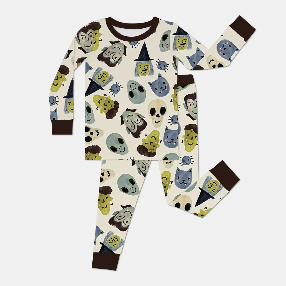 Halloween Face Two Piece Long Sleeve Pajama Set - Zumbamboo