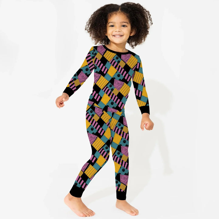 Halloween Patchwork Cartoon Two Piece Long Sleeve Pajama Set - Zumbamboo