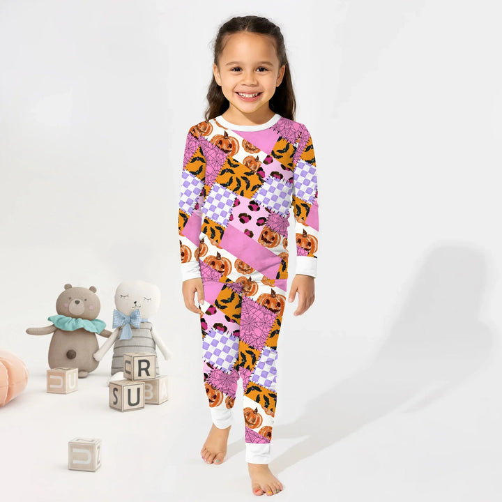 Halloween Patchwork Two Piece Long Sleeve Pajama Set - Zumbamboo