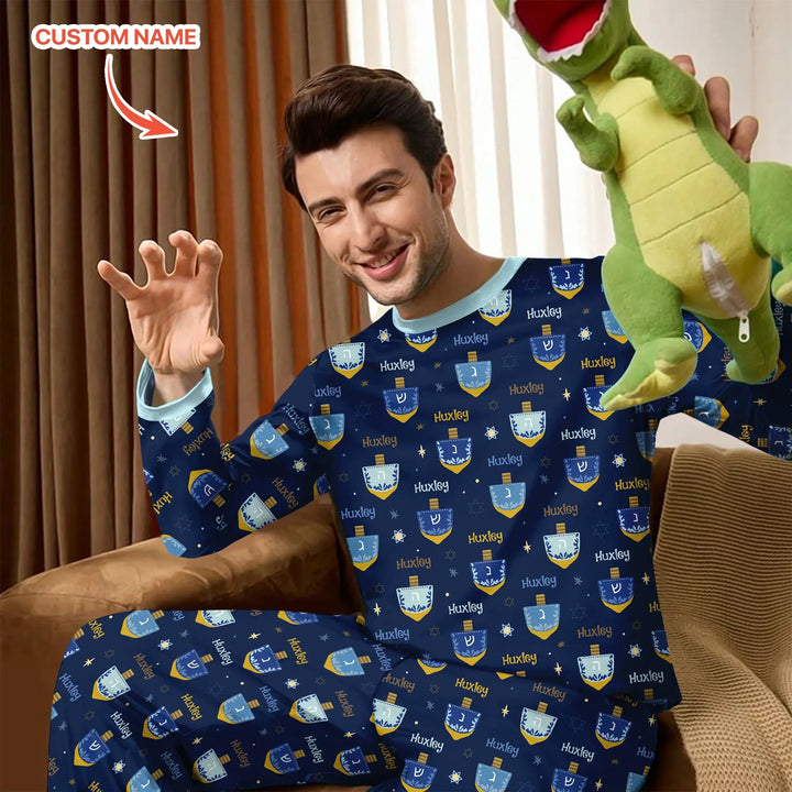 Hanukkah Dreidels Men's Pajama Set - Zumbamboo