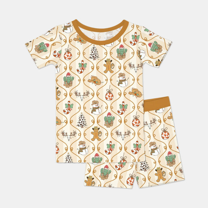 Howdy Christmas Two Piece Short Sleeve Shorts Pajama Set - Zumbamboo