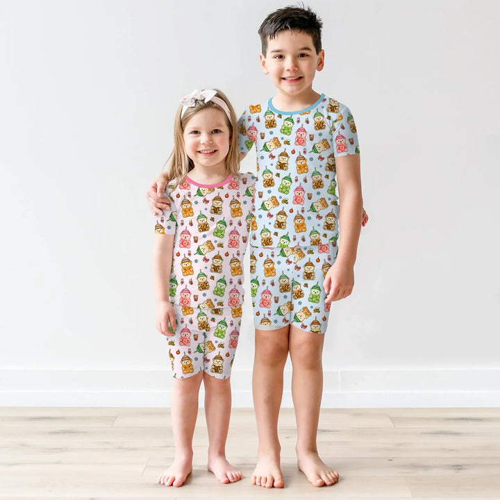 Holiday Bear Cup Two Piece Short Sleeve Shorts Pajama Set