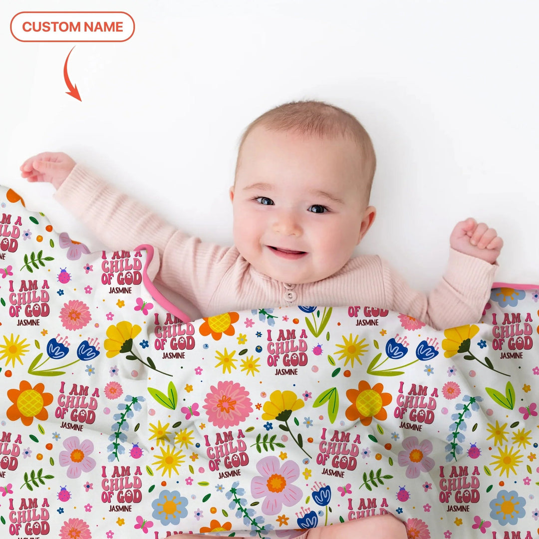 I Am A Child Of God Custom Name Girl Toddler Blanket - Zumbamboo