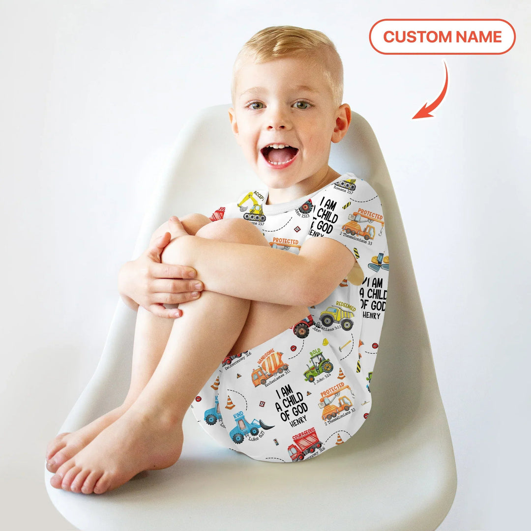 I Am A Child Of God Custom Name Two Piece Short Sleeve Shorts Pajama Set - Zumbamboo