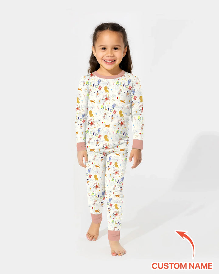 Zweiteiliges Langarm-Pyjama-Set mit Sommerfrüchten