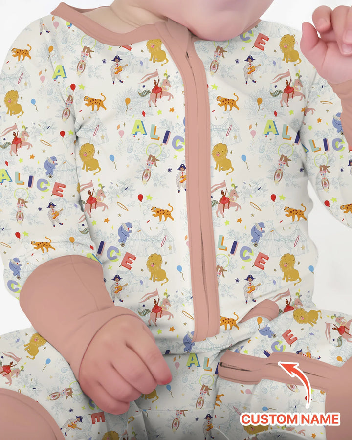 Custom Name Circus Toile Bamboo Convertible Zippy