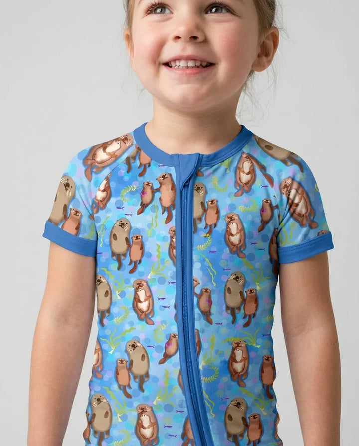 Pijama de bambú Otterly Together con cremallera corta