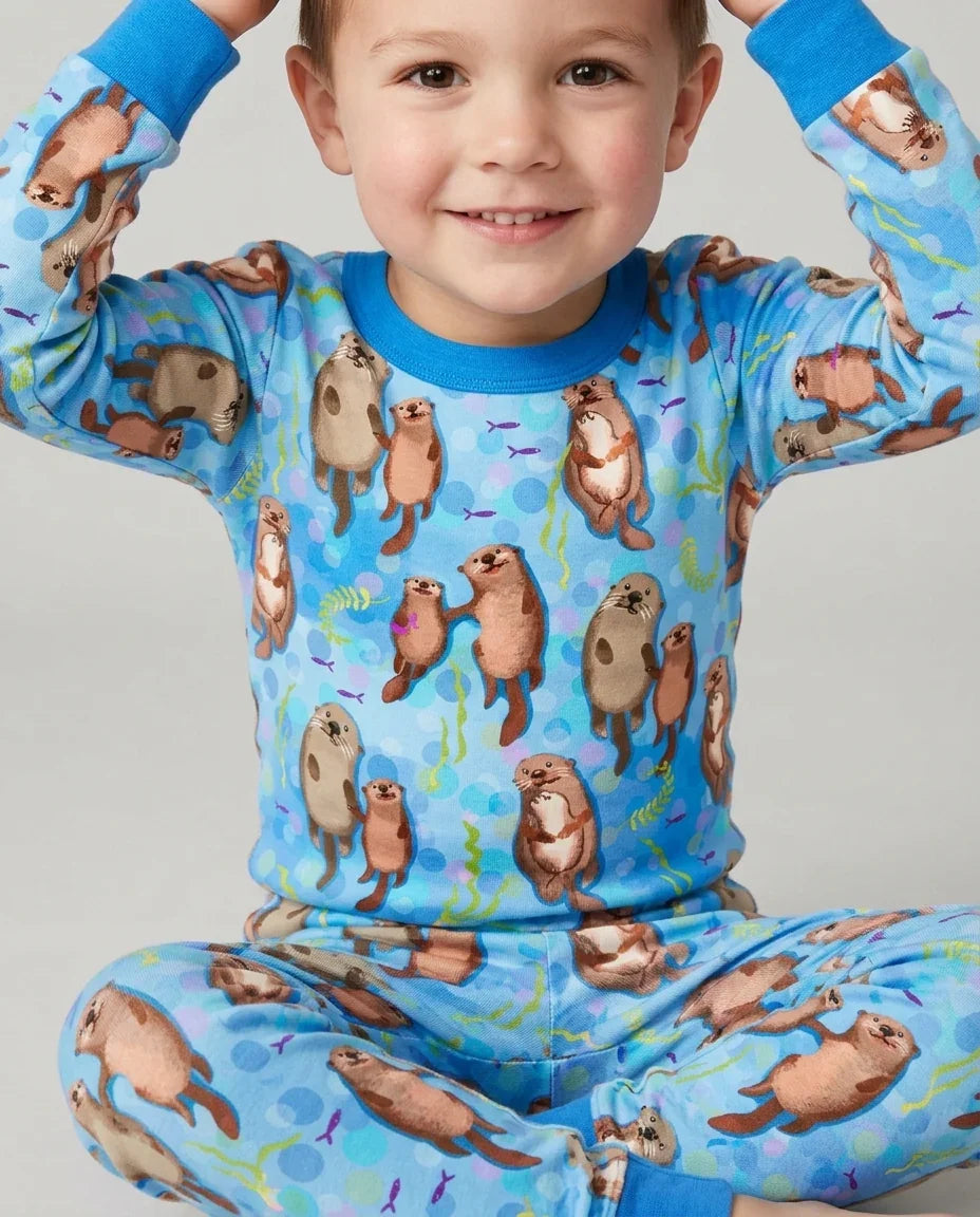 Conjunto de pijama de dos piezas de bambú con mangas largas Otterly Together