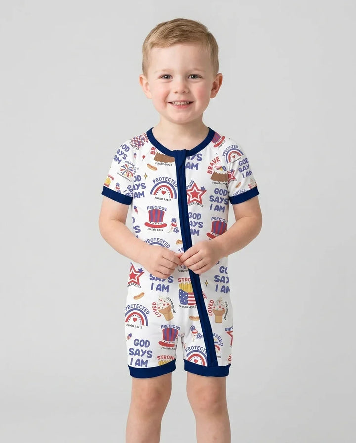 God Says I Am - America 250th Anniversary Bamboo Shorty Zippy